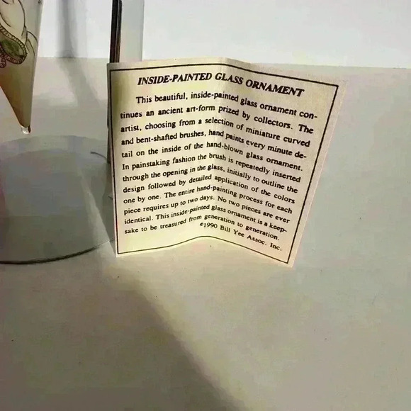 Bill Yee 1995 Angel Inside Hand Painted Glass Christmas Ornament with Box 4” - Picture 7 of 7